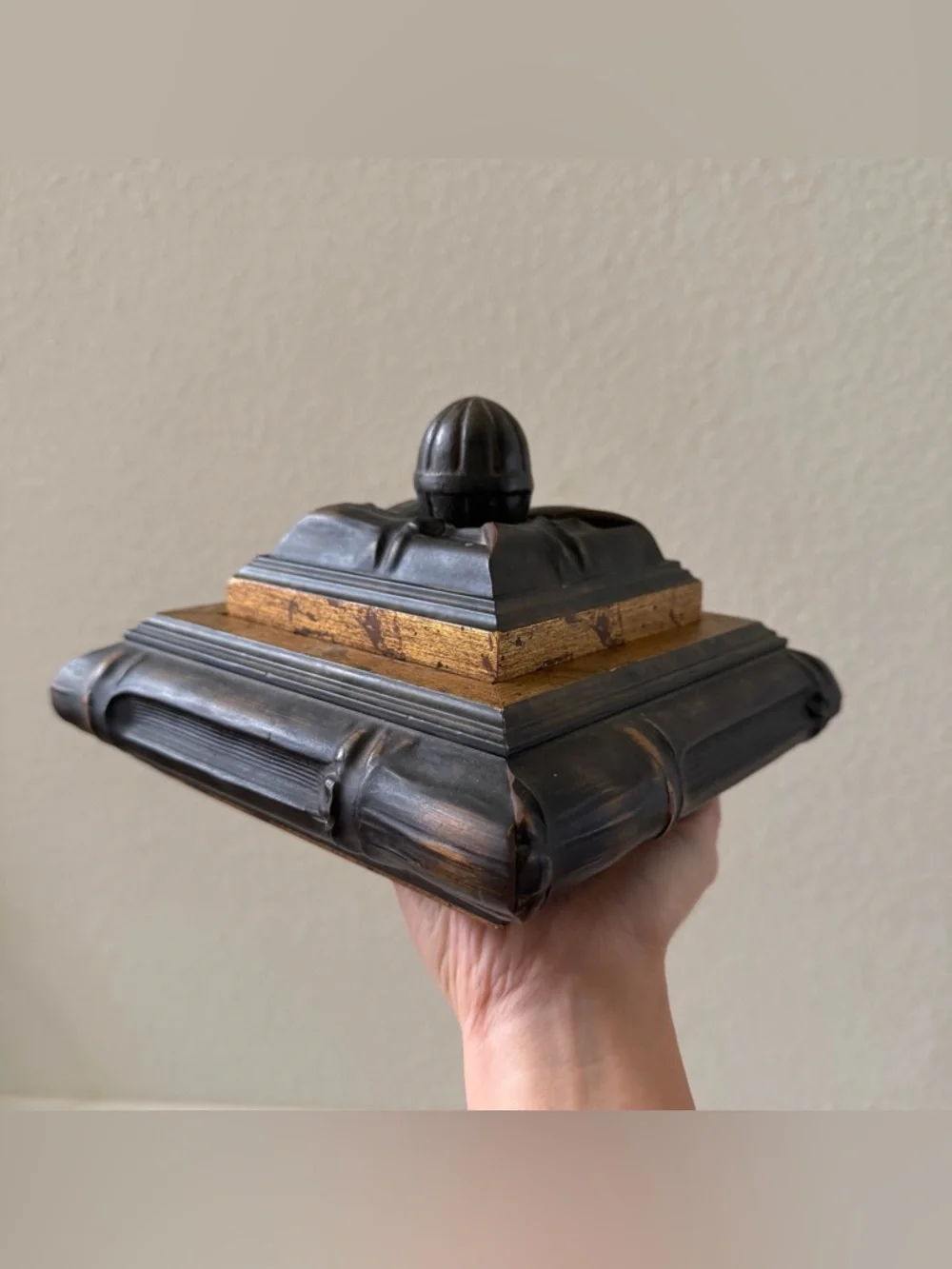 Vintage Baroque Style Wooden Trinket Box, Made‎ in Canada